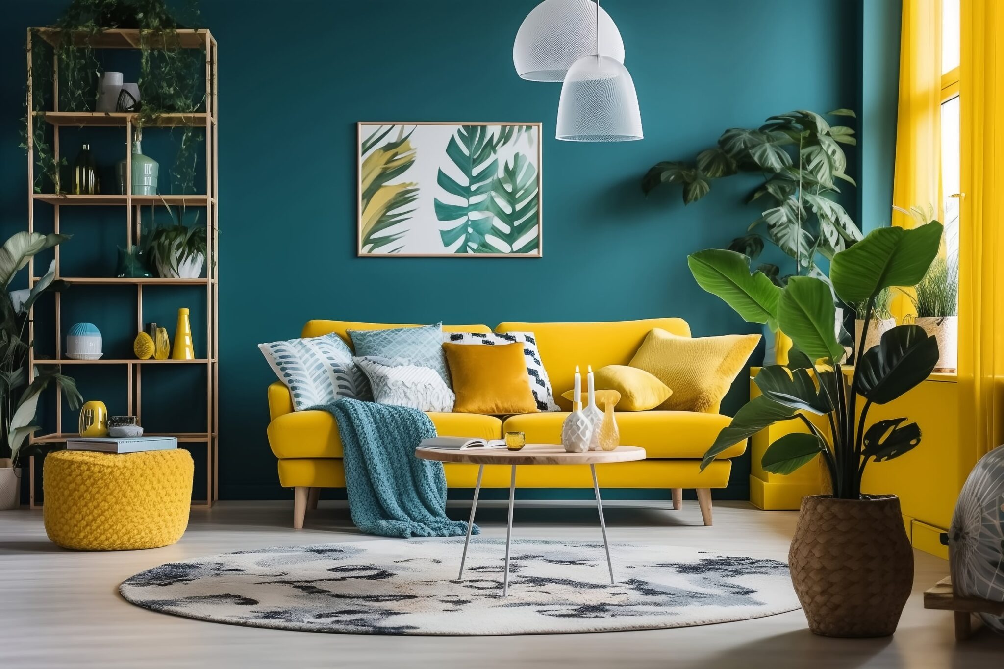 Déco salon avec un canapé jaune : comment l'assortir à sa déco