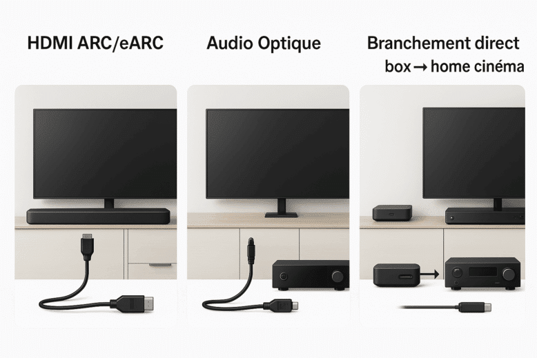 Schéma de branchement d'un home cinéma a une box 