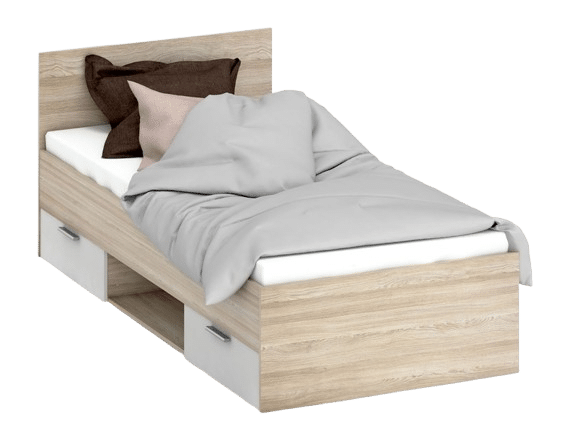 Lit Conforama en bois clair avec couchage une place