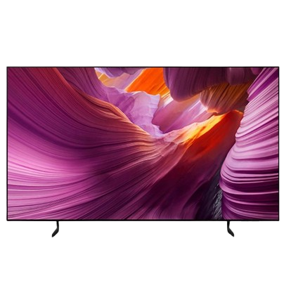 Téléviseur OLED Samsung 4K avec écran aux couleurs violettes et oranges
